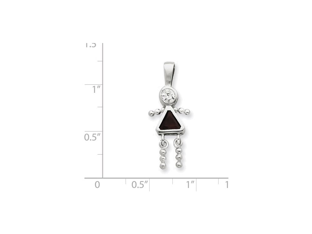 FJC Finejewelers Sterling Silver Cubic Zirconia and January Glass Girl Pendant Necklace - Chain Included