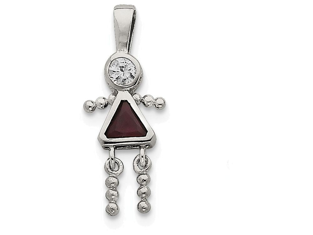 FJC Finejewelers Sterling Silver Cubic Zirconia and January Glass Girl Pendant Necklace - Chain Included