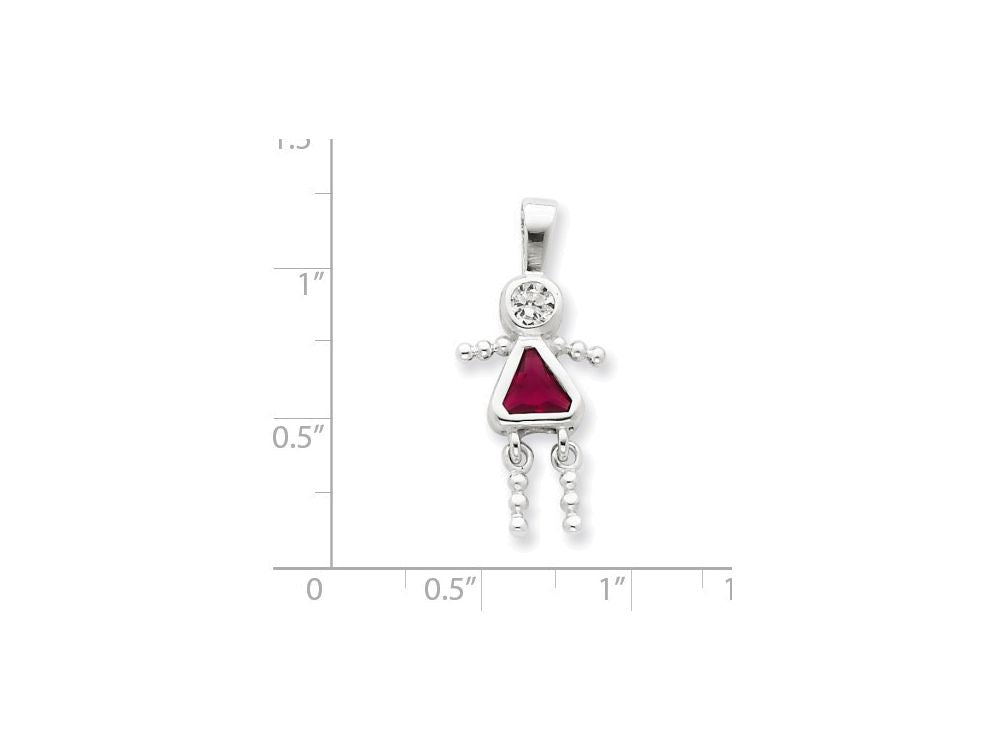 FJC Finejewelers Sterling Silver Cubic Zirconia and July Glass Girl Pendant Necklace - Chain Included