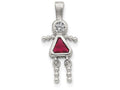 FJC Finejewelers Sterling Silver Cubic Zirconia and July Glass Girl Pendant Necklace - Chain Included