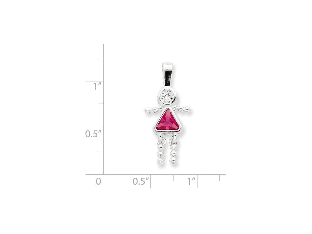 FJC Finejewelers Sterling Silver Cubic Zirconia and October Pink Cubic Zirconia Girl Pendant Necklace - Chain Included