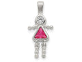 FJC Finejewelers Sterling Silver Cubic Zirconia and October Pink Cubic Zirconia Girl Pendant Necklace - Chain Included