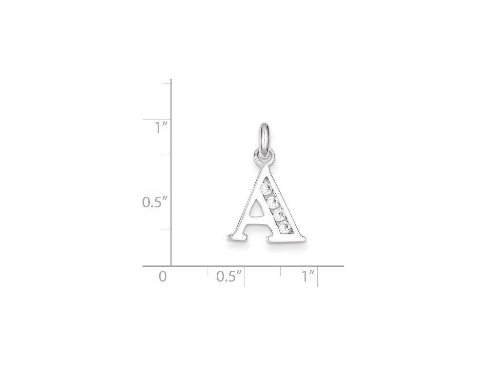 FJC Finejewelers Sterling Silver White Cubic Zirconia Initial A Pendant Necklace - Chain Included