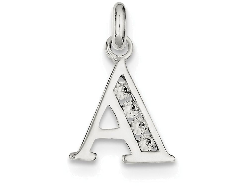 FJC Finejewelers Sterling Silver White Cubic Zirconia Initial A Pendant Necklace - Chain Included