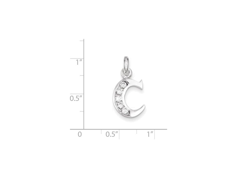 FJC Finejewelers Sterling Silver White Cubic Zirconia Initial C Pendant Necklace - Chain Included