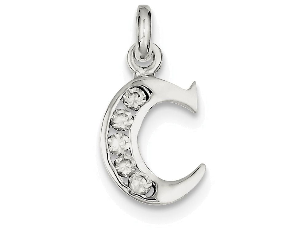 FJC Finejewelers Sterling Silver White Cubic Zirconia Initial C Pendant Necklace - Chain Included