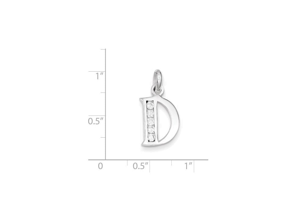 FJC Finejewelers Sterling Silver White Cubic Zirconia Initial D Pendant Necklace - Chain Included