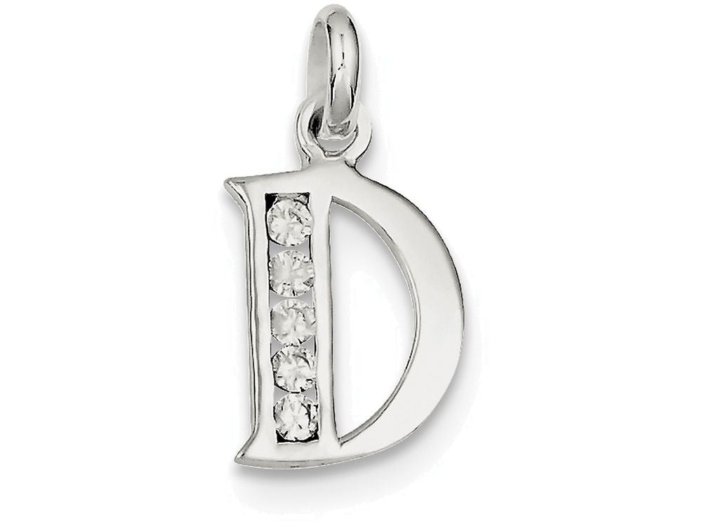 FJC Finejewelers Sterling Silver White Cubic Zirconia Initial D Pendant Necklace - Chain Included