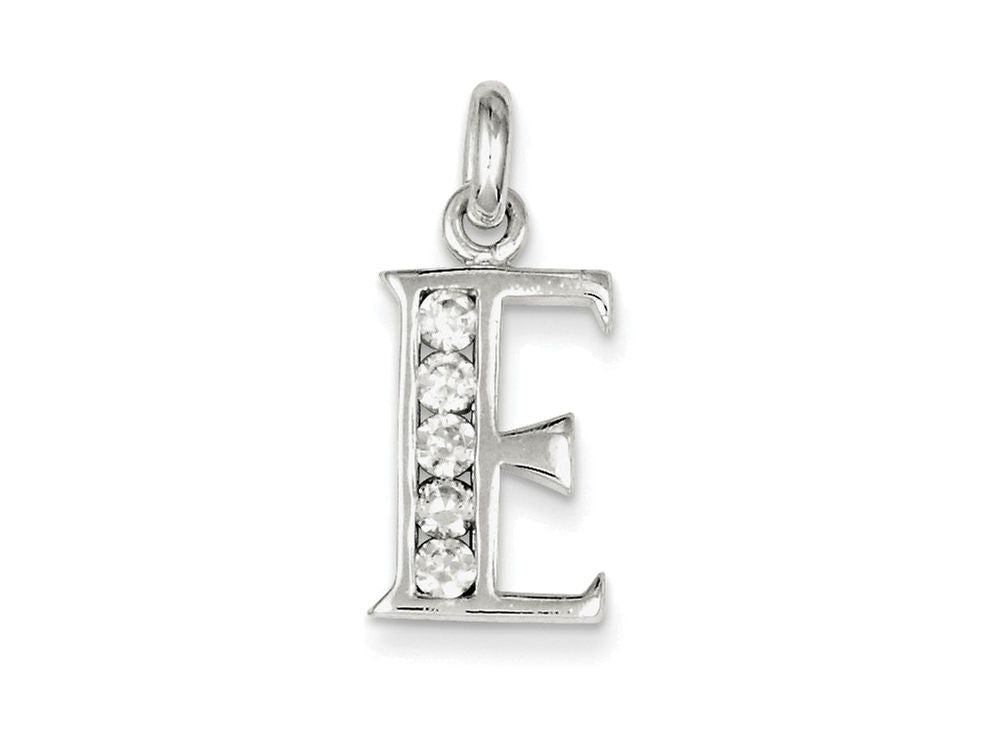 FJC Finejewelers Sterling Silver White Cubic Zirconia Initial E Pendant Necklace - Chain Included
