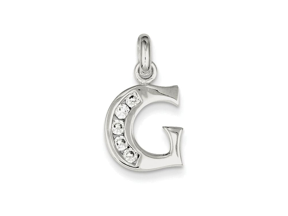 FJC Finejewelers Sterling Silver White Cubic Zirconia Initial G Pendant Necklace - Chain Included