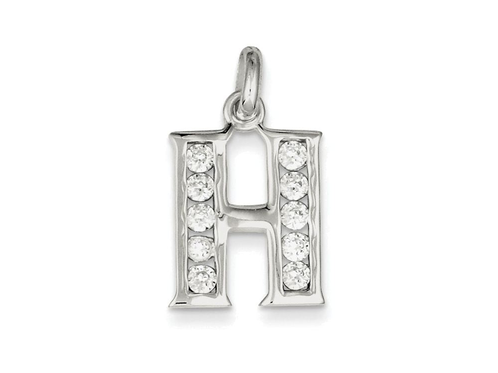 FJC Finejewelers Sterling Silver White Cubic Zirconia Initial H Pendant Necklace - Chain Included