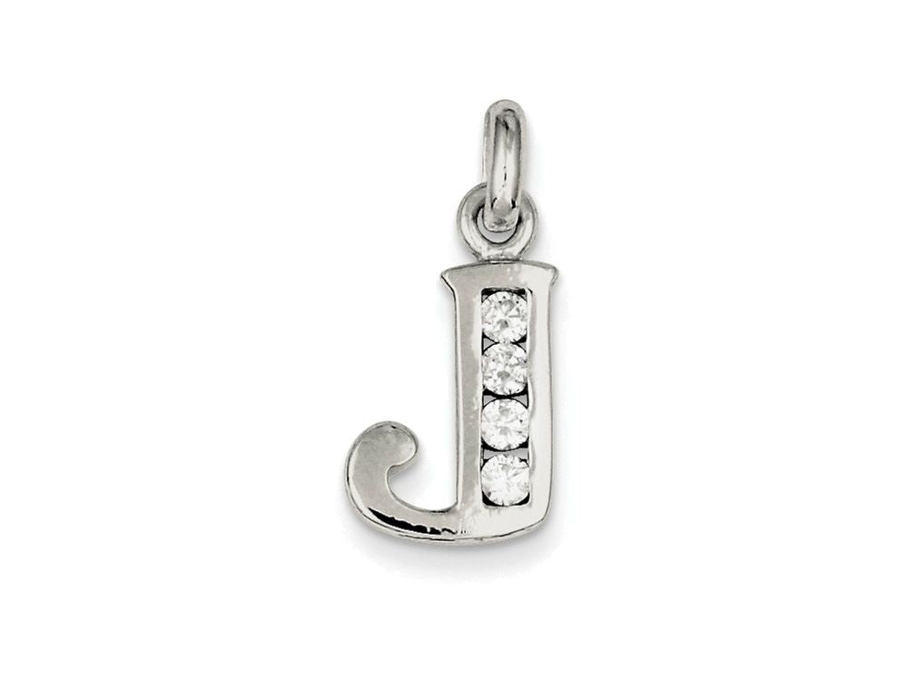 FJC Finejewelers Sterling Silver White Cubic Zirconia Initial J Pendant Necklace - Chain Included