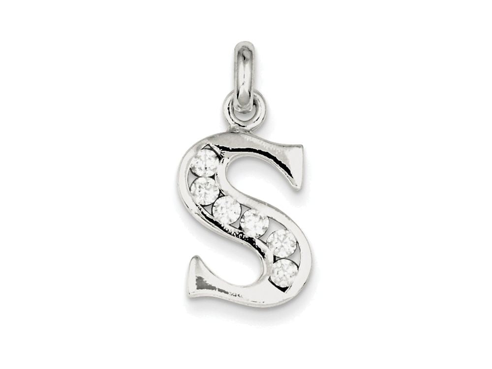 FJC Finejewelers Sterling Silver White Cubic Zirconia Initial S Pendant Necklace - Chain Included