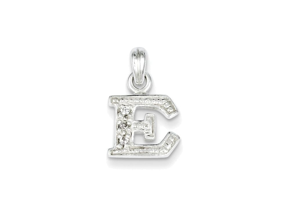 FJC Finejewelers Sterling Silver Cubic Zirconia Initial E Pendant Necklace - Chain Included