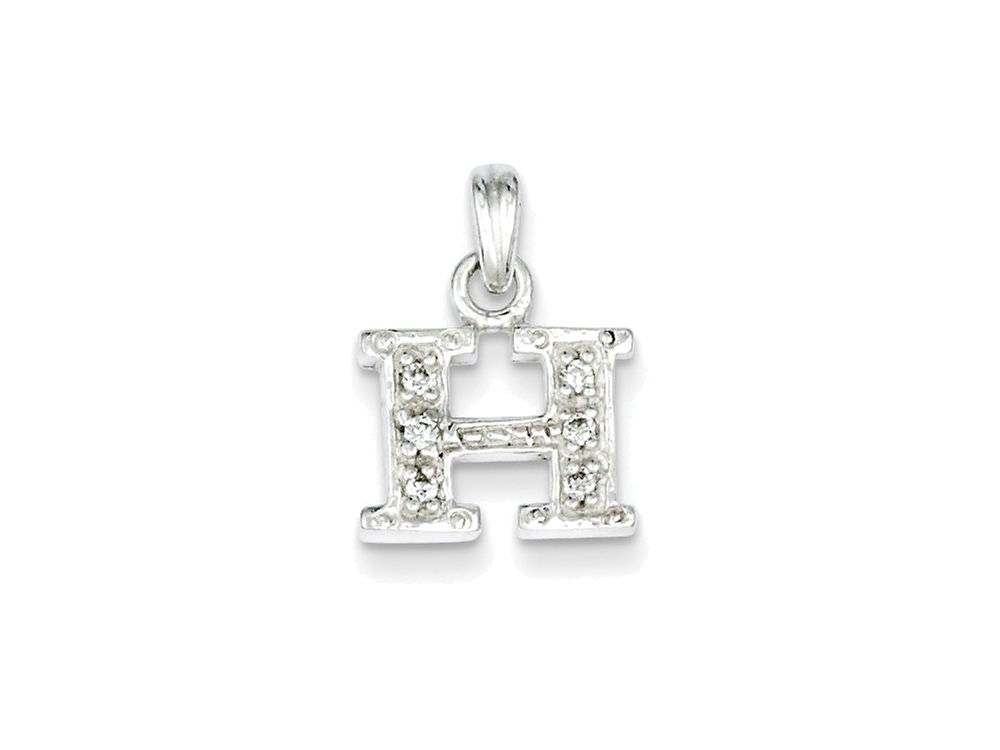 FJC Finejewelers Sterling Silver Cubic Zirconia Initial H Pendant Necklace - Chain Included