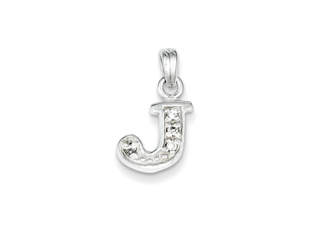 FJC Finejewelers Sterling Silver Cubic Zirconia Initial J Pendant Necklace - Chain Included