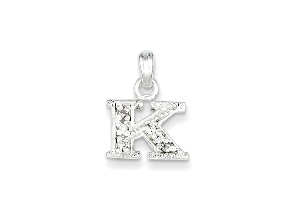 FJC Finejewelers Sterling Silver Cubic Zirconia Initial K Pendant Necklace - Chain Included