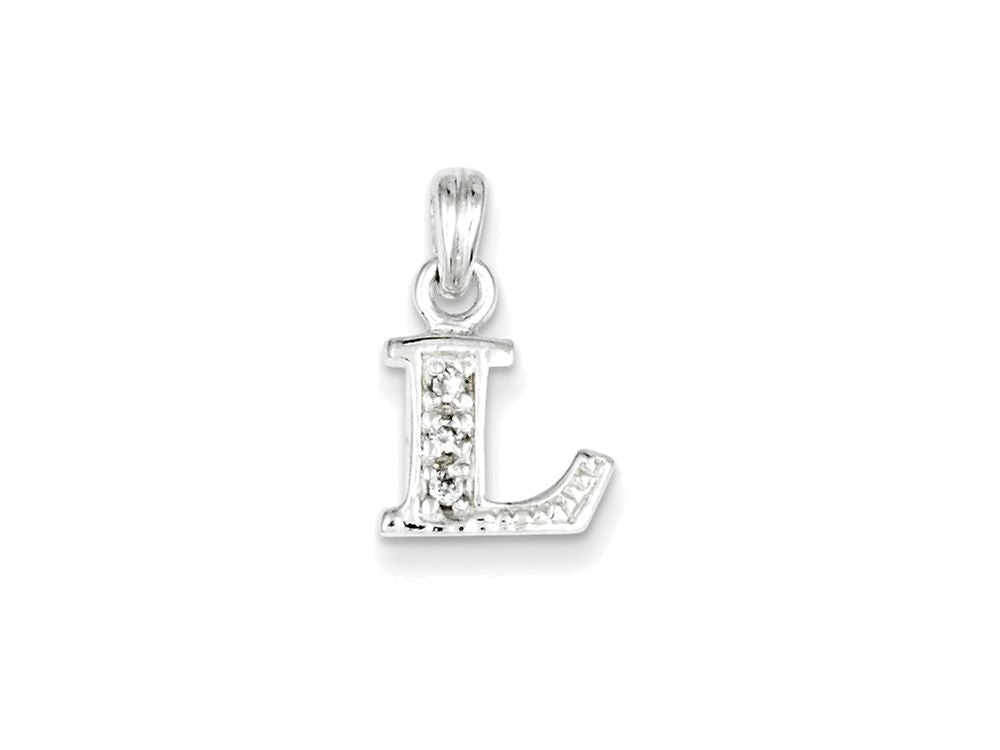 FJC Finejewelers Sterling Silver Cubic Zirconia Initial L Pendant Necklace - Chain Included