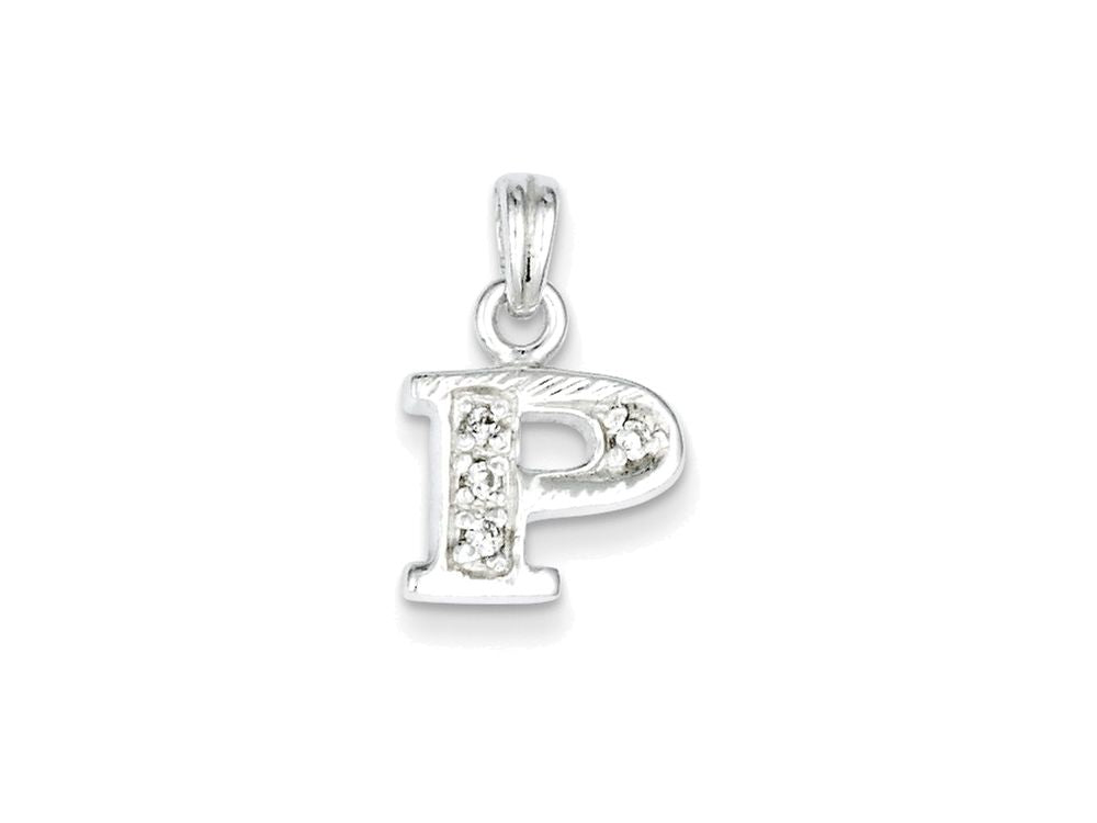 FJC Finejewelers Sterling Silver Cubic Zirconia Initial P Pendant Necklace - Chain Included