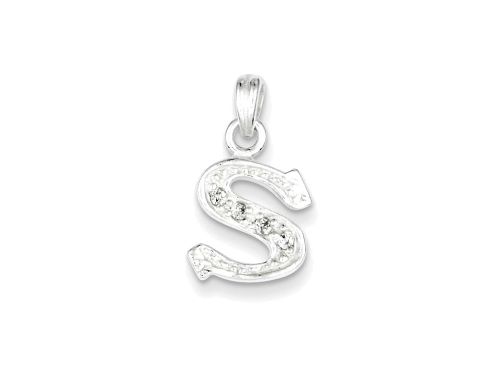 FJC Finejewelers Sterling Silver Cubic Zirconia Initial S Pendant Necklace - Chain Included