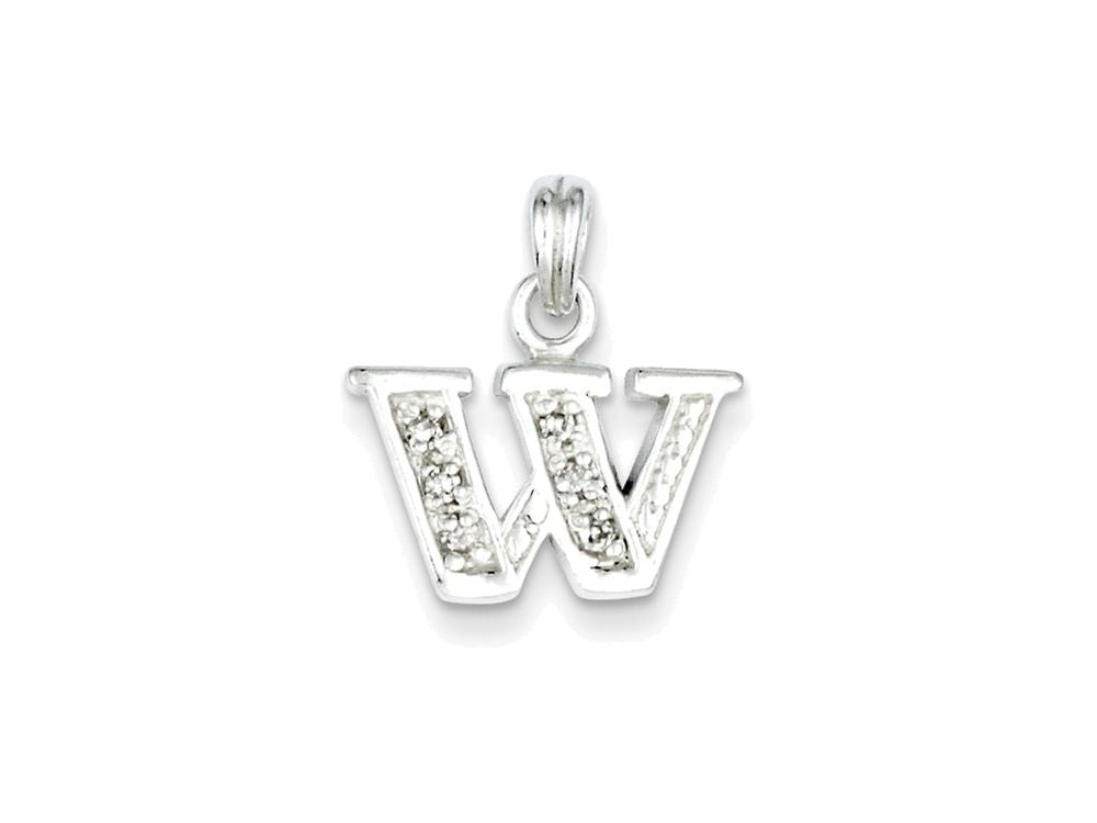 FJC Finejewelers Sterling Silver Cubic Zirconia Initial W Pendant Necklace - Chain Included
