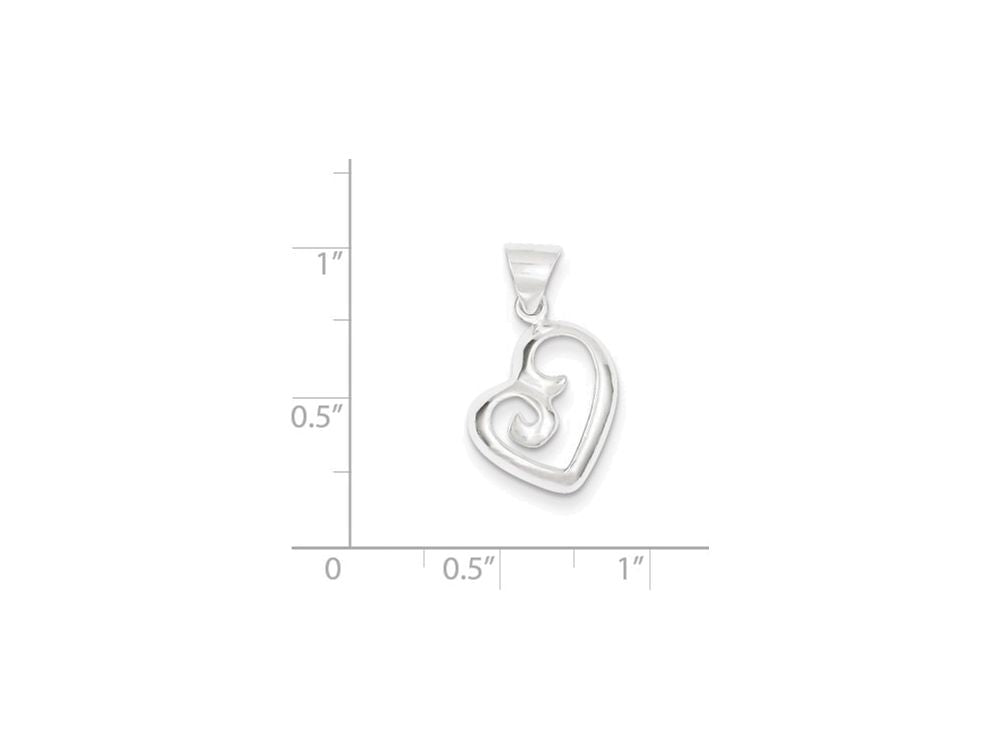 FJC Finejewelers Sterling Silver Polished Fancy Swirl Heart Pendant Necklace - Chain Included