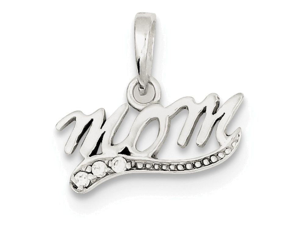 FJC Finejewelers Sterling Silver Cubic Zirconia Polished Mom Pendant Necklace - Chain Included