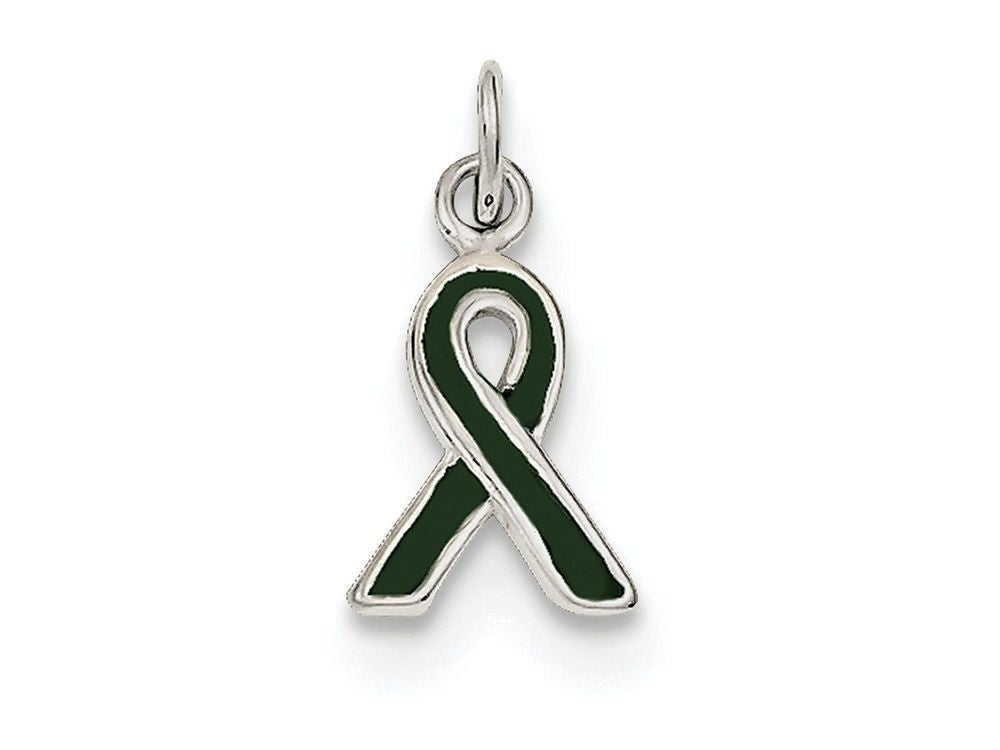 FJC Finejewelers Sterling Silver Green Enameled Awareness Charm