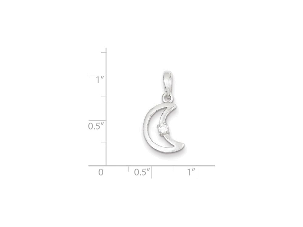FJC Finejewelers Sterling Silver and Cubic Zirconia Polished Moon Pendant Necklace - Chain Included