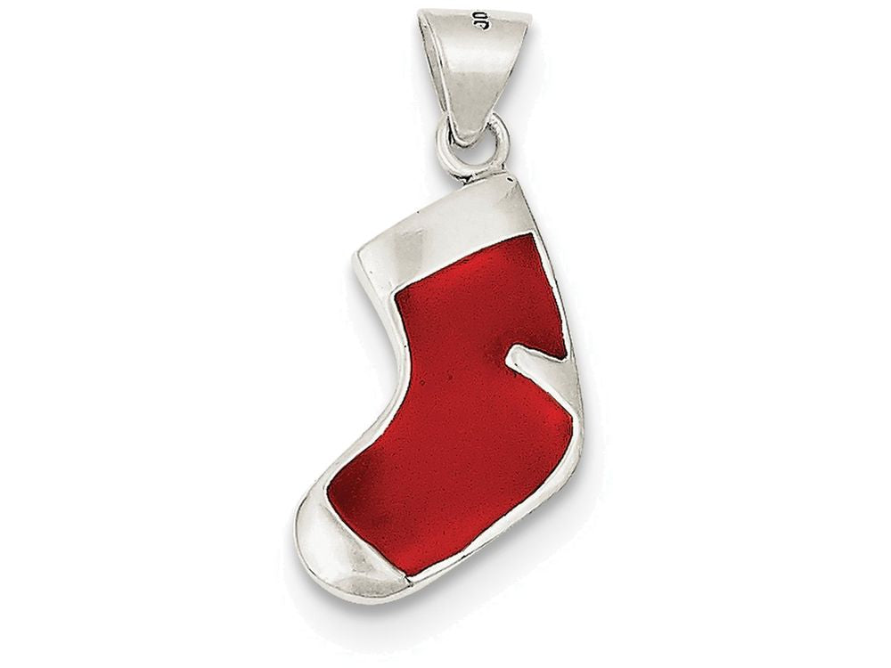 FJC Finejewelers Sterling Silver Enameled Christmas Stocking Charm