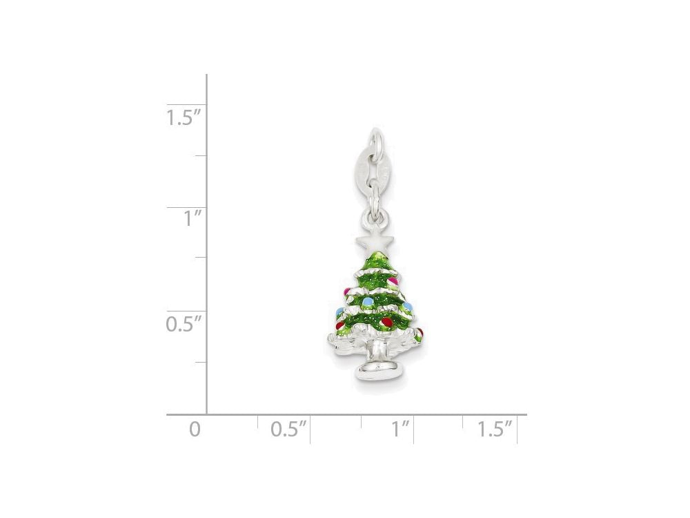 FJC Finejewelers Sterling Silver Enameled Christmas Tree Charm