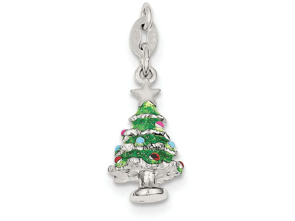 FJC Finejewelers Sterling Silver Enameled Christmas Tree Charm
