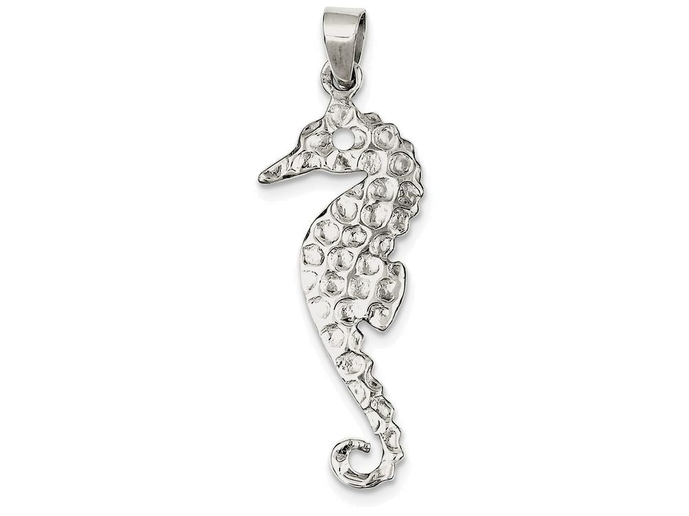 FJC Finejewelers Sterling Silver Hammered Polished Seahorse Pendant Necklace - Chain Included