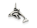 FJC Finejewelers Sterling Silver Antiqued Dolphin W/baby Charm