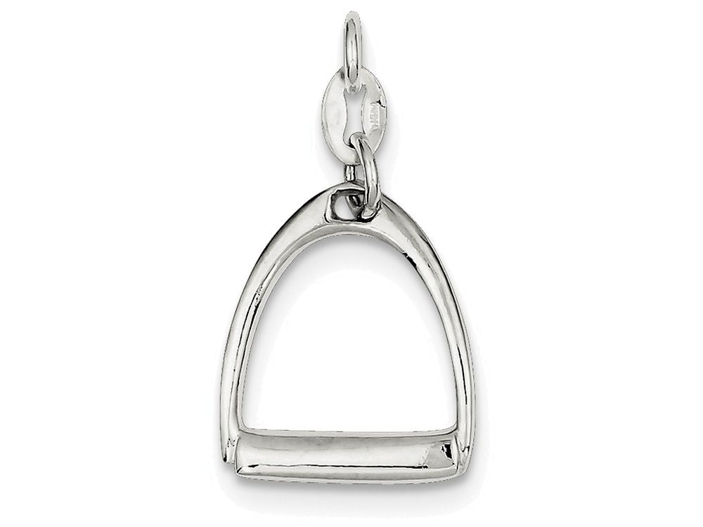 FJC Finejewelers Sterling Silver Large Polished Horse Stirrup Charm