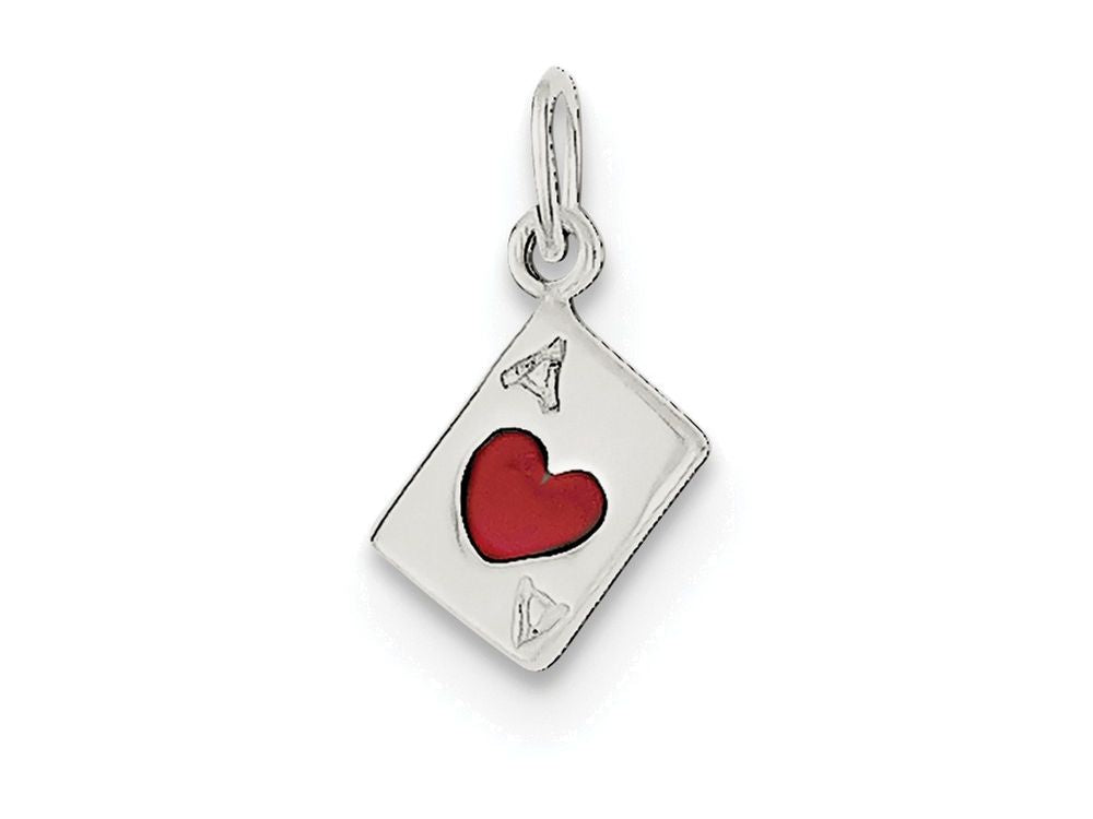 FJC Finejewelers Sterling Silver Enameled Ace Of Hearts Card Charm