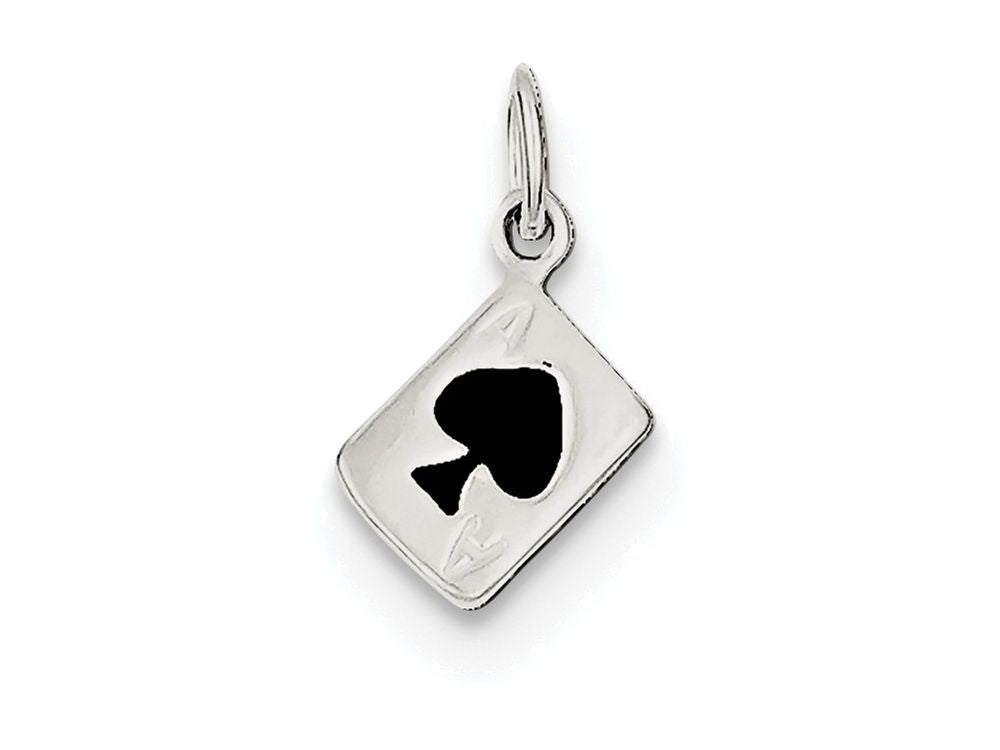 FJC Finejewelers Sterling Silver Enameled Ace Of Spades Card Charm