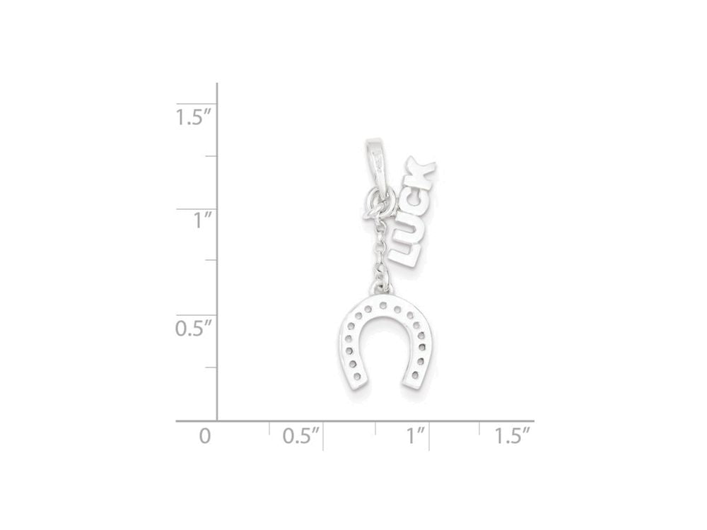 FJC Finejewelers Sterling Silver Polished Luck and Horseshoe Pendant Necklace - Chain Included
