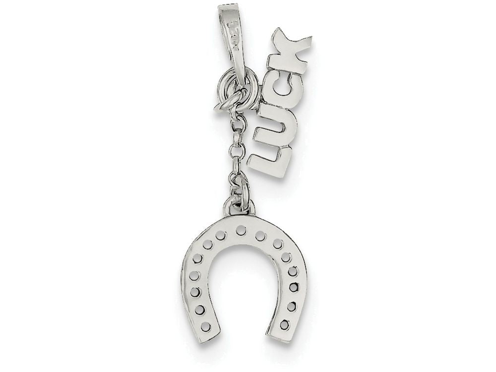 FJC Finejewelers Sterling Silver Polished Luck and Horseshoe Pendant Necklace - Chain Included