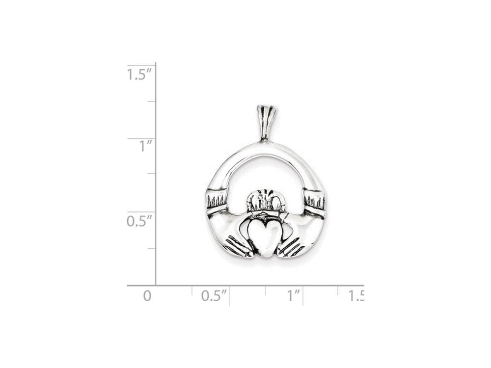 FJC Finejewelers Sterling Silver Antiqued Claddagh Pendant Necklace - Chain Included