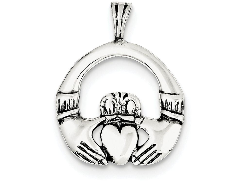 FJC Finejewelers Sterling Silver Antiqued Claddagh Pendant Necklace - Chain Included