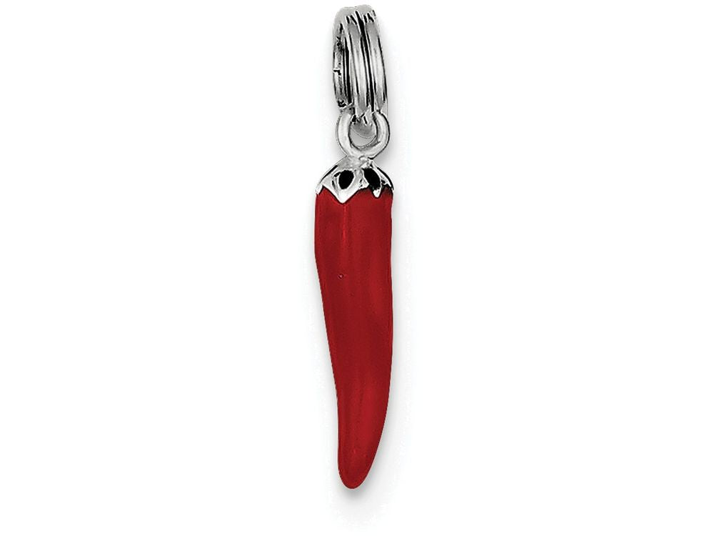 FJC Finejewelers Sterling Silver Red Enamel Pepper Charm