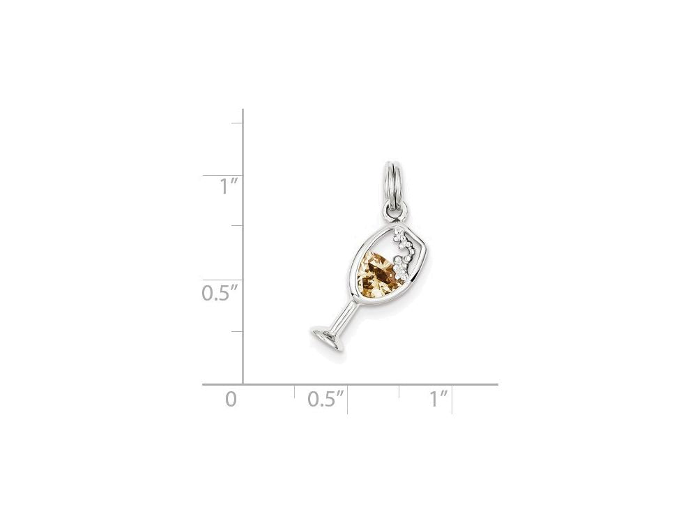FJC Finejewelers Sterling Silver Cubic Zirconia Champagne Glass Charm
