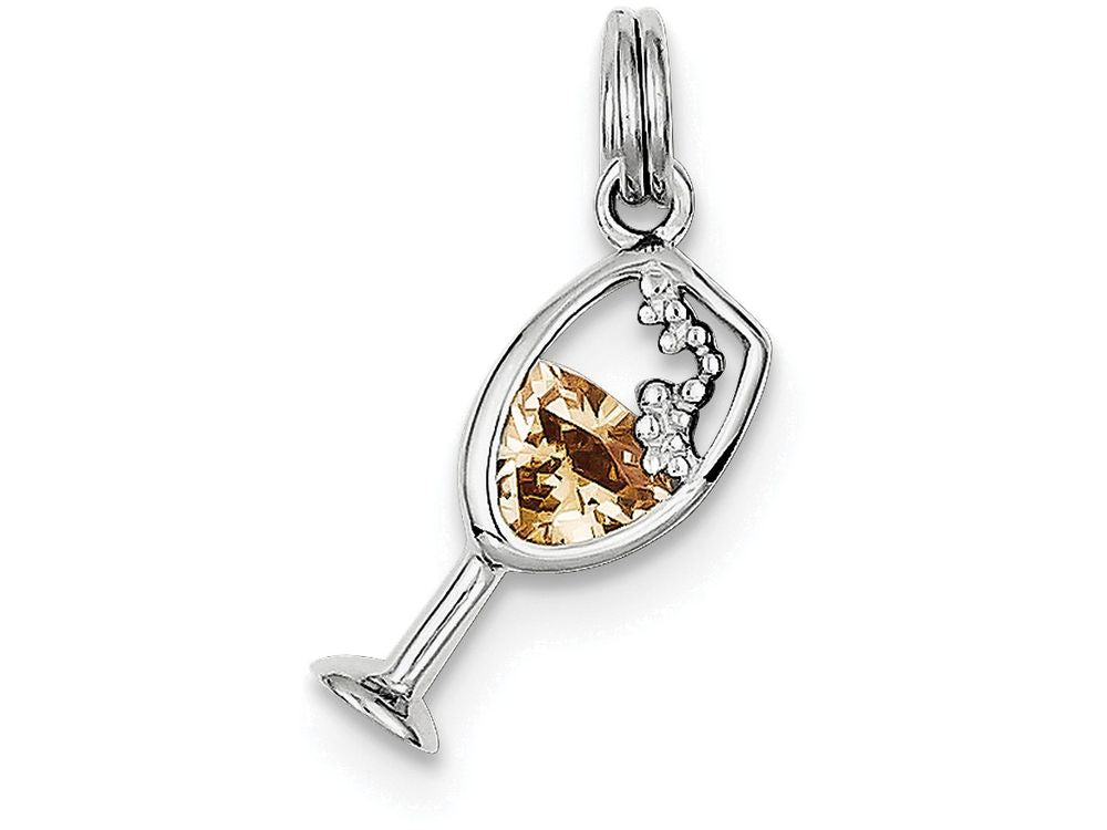 FJC Finejewelers Sterling Silver Cubic Zirconia Champagne Glass Charm