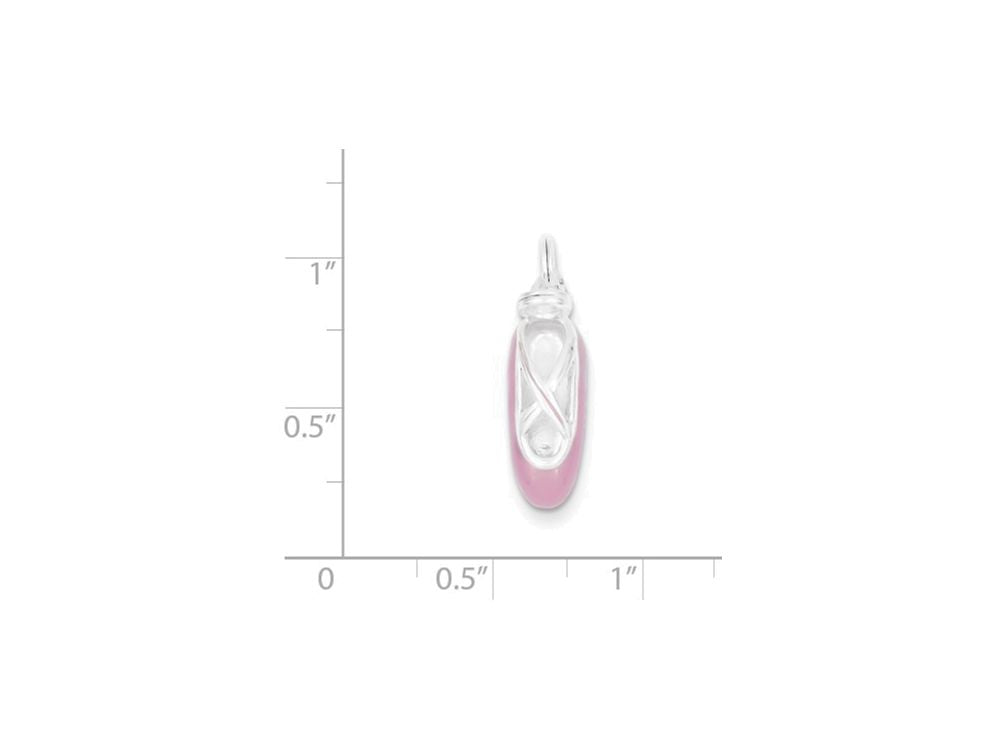 FJC Finejewelers Sterling Silver Polished Enamel Ballet Slipper Pendant Necklace - Chain Included