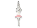 FJC Finejewelers Sterling Silver Pink and White Enamel Polished Ballerina Charm
