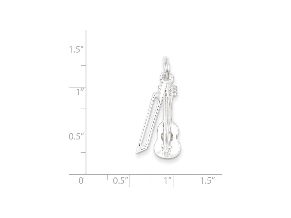 FJC Finejewelers Sterling Silver Polished Violin and Bow Charm
