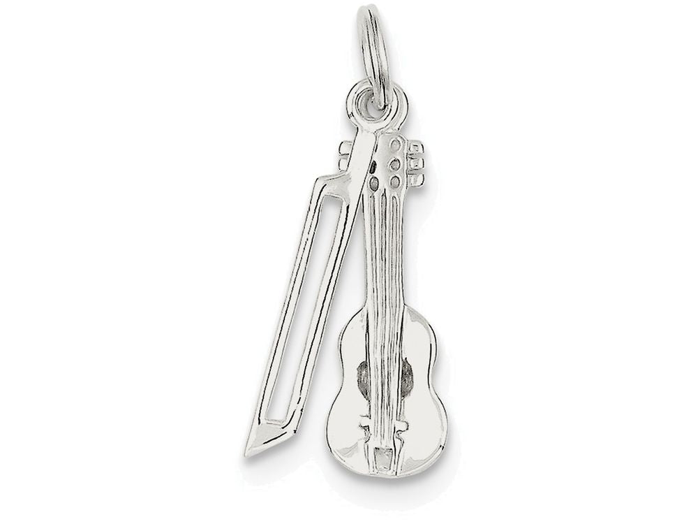 FJC Finejewelers Sterling Silver Polished Violin and Bow Charm