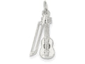 FJC Finejewelers Sterling Silver Polished Violin and Bow Charm