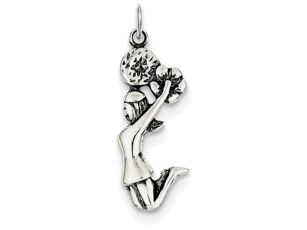 FJC Finejewelers Sterling Silver Antiqued Cheerleader Charm